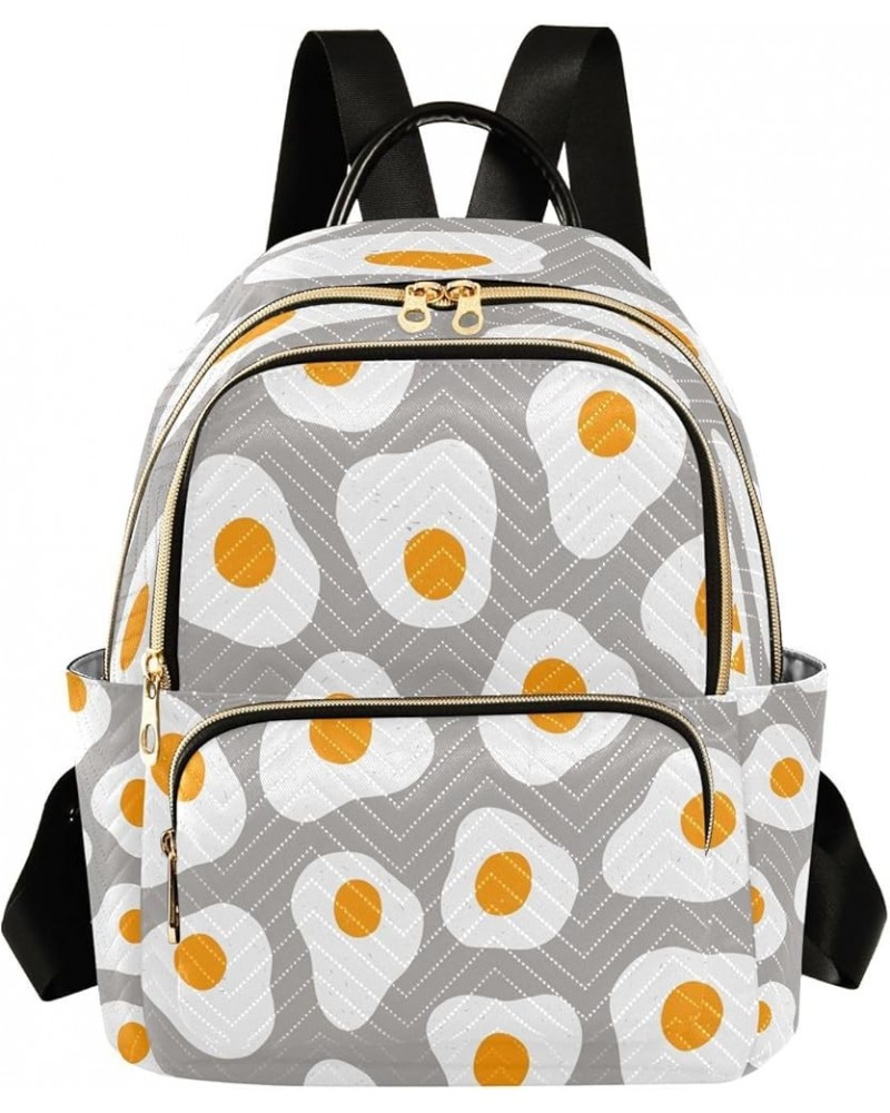 Fried Eggs on Gray Women Backpack Purse Ladies Fashion Shoulder Bag Daypack Travel Bag 7.5L Small $14.57 Backpacks