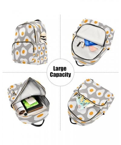 Fried Eggs on Gray Women Backpack Purse Ladies Fashion Shoulder Bag Daypack Travel Bag 7.5L Small $14.57 Backpacks