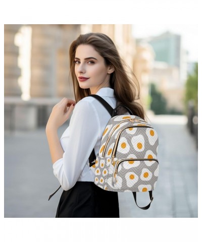 Fried Eggs on Gray Women Backpack Purse Ladies Fashion Shoulder Bag Daypack Travel Bag 7.5L Small $14.57 Backpacks