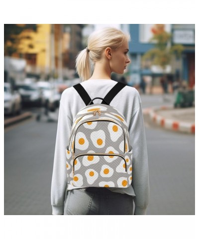 Fried Eggs on Gray Women Backpack Purse Ladies Fashion Shoulder Bag Daypack Travel Bag 7.5L Small $14.57 Backpacks