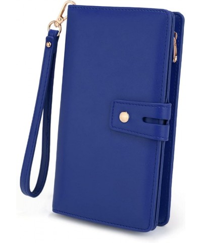 RFID Wristlet Wallet for Women Detachable Checkbook Holder Card Bill Phone Organizer Large Clutch Purse 1085 Blue $11.25 Wallets