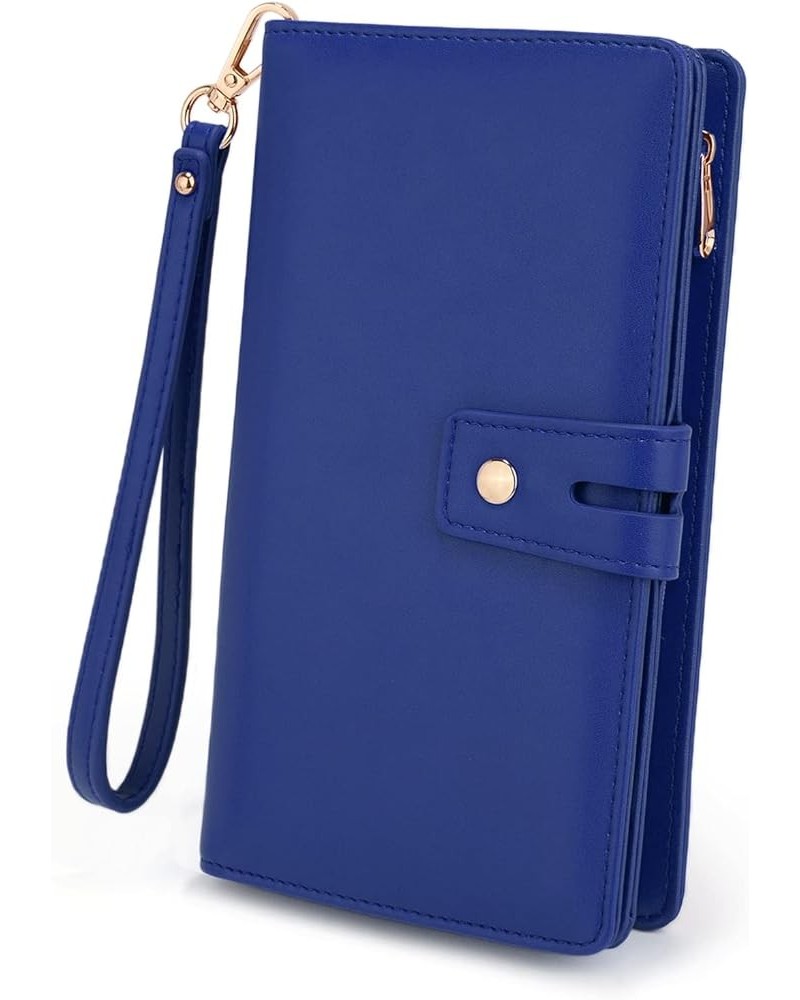 RFID Wristlet Wallet for Women Detachable Checkbook Holder Card Bill Phone Organizer Large Clutch Purse 1085 Blue $11.25 Wallets