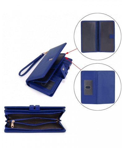 RFID Wristlet Wallet for Women Detachable Checkbook Holder Card Bill Phone Organizer Large Clutch Purse 1085 Blue $11.25 Wallets