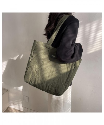 Loveholy Women Nylon Quilted Msenr Bags Unrarm Bag ta Hobo Top Handle Shop Shoulr Bag Tote Bag Green $9.75 Totes