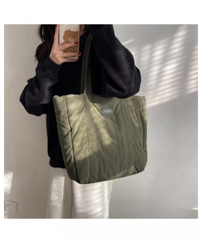 Loveholy Women Nylon Quilted Msenr Bags Unrarm Bag ta Hobo Top Handle Shop Shoulr Bag Tote Bag Green $9.75 Totes