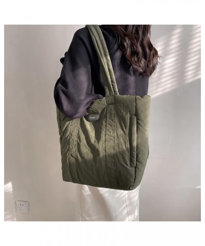 Loveholy Women Nylon Quilted Msenr Bags Unrarm Bag ta Hobo Top Handle Shop Shoulr Bag Tote Bag Green $9.75 Totes