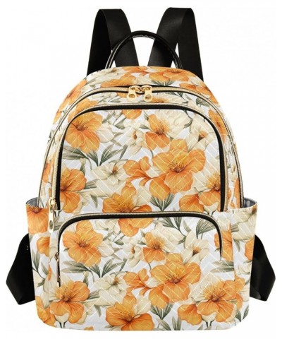 Orange Flowers Pattern Fashion Backpack Purse for Women, Casual Daypacks, Ladies Gift for Traveling Hiking Multicolor Small $...