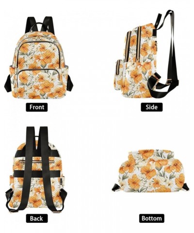 Orange Flowers Pattern Fashion Backpack Purse for Women, Casual Daypacks, Ladies Gift for Traveling Hiking Multicolor Small $...