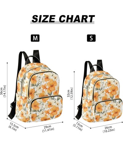 Orange Flowers Pattern Fashion Backpack Purse for Women, Casual Daypacks, Ladies Gift for Traveling Hiking Multicolor Small $...