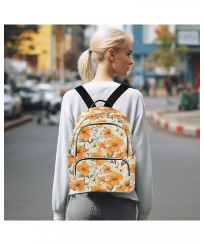 Orange Flowers Pattern Fashion Backpack Purse for Women, Casual Daypacks, Ladies Gift for Traveling Hiking Multicolor Small $...