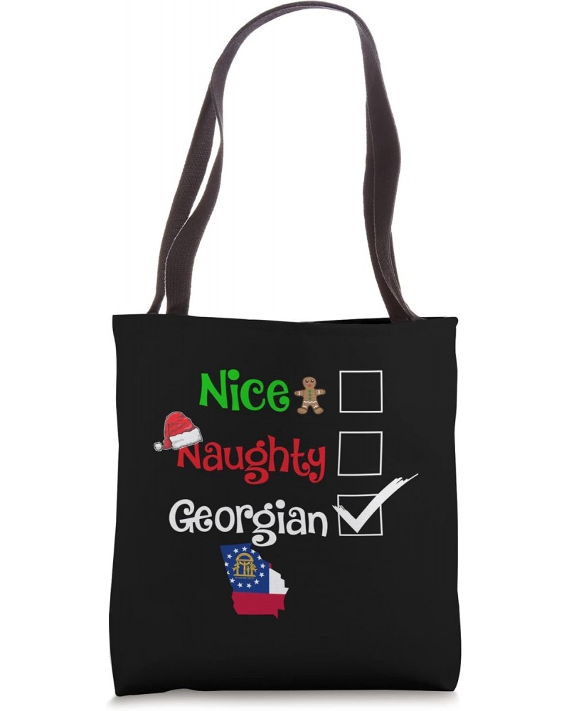 Nice Naughty Georgian Matching Christmas Pajama Pjs Georgia Tote Bag $8.81 Totes