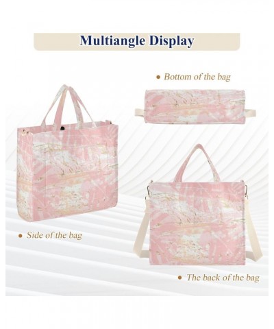 Pink Leaf Marble Gold Purses Totes Women Crossbody Handbag Women Personalized Gifts Large Capacity Totes Size M $13.20 Totes