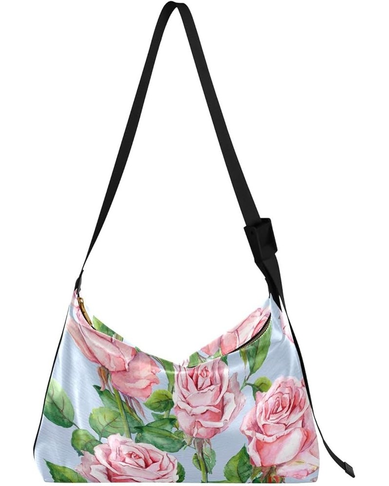 Womens Bags Crossbody Abstract Doodle Pattern Crossbody Purses Girls Waterproof Sling Backpack Watercolor Pink Rose Flowers $...