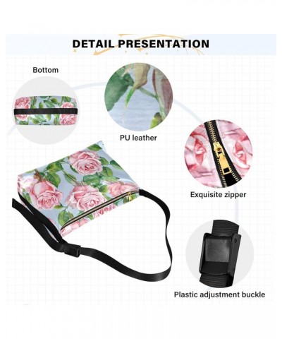 Womens Bags Crossbody Abstract Doodle Pattern Crossbody Purses Girls Waterproof Sling Backpack Watercolor Pink Rose Flowers $...