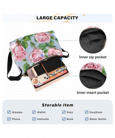 Womens Bags Crossbody Abstract Doodle Pattern Crossbody Purses Girls Waterproof Sling Backpack Watercolor Pink Rose Flowers $...