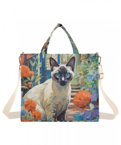 Black Face Cat Corduroy Women Tote Bag, Handbag Purse with Detachable Strap $14.16 Crossbody Bags