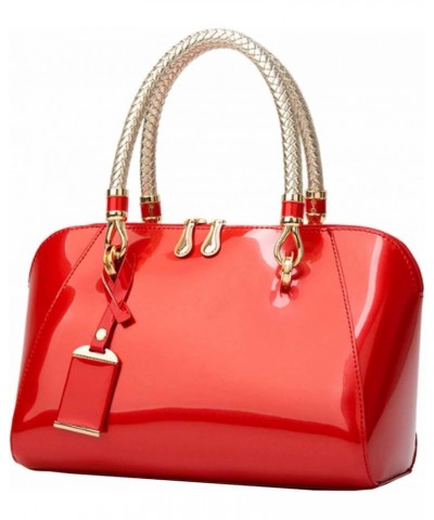 Women Handbags Shiny Paten PU Satchel Purse Shoulder Tote Top-Handle Crossbody Bag Red $18.61 Totes