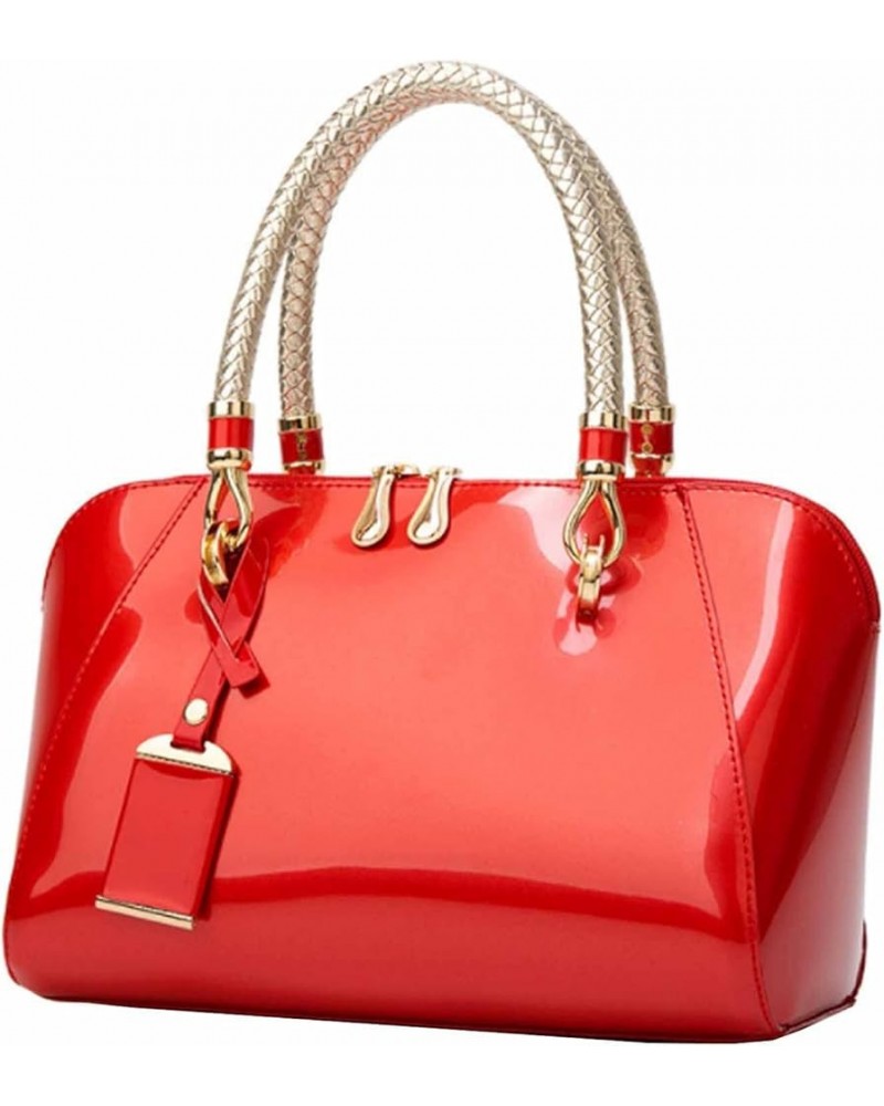 Women Handbags Shiny Paten PU Satchel Purse Shoulder Tote Top-Handle Crossbody Bag Red $18.61 Totes