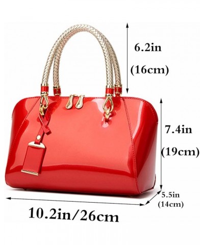 Women Handbags Shiny Paten PU Satchel Purse Shoulder Tote Top-Handle Crossbody Bag Red $18.61 Totes