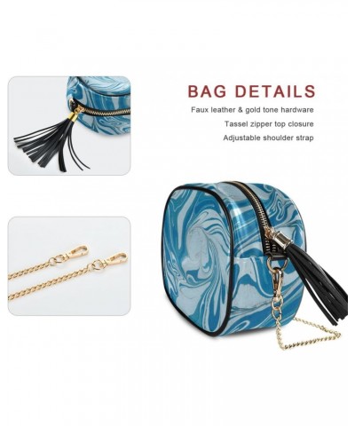 Small Crossbody Bags Blue Marble Texture Abstract Womens Shoulder Chain Bag PU Leather Small Purse With Tassel $9.60 Shoulder...