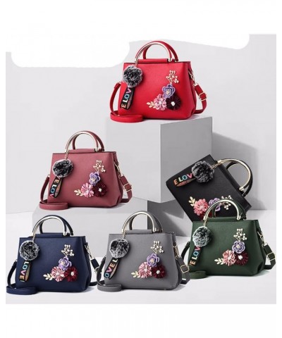 Women Purse Top Handle Handbags PU Leather 3D Floral Inlay Satchel Bag Shoulder Crossbody Bags Ladise Medium Tote Bag Gray $2...