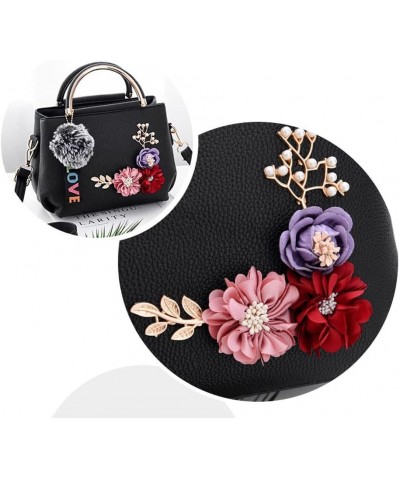 Women Purse Top Handle Handbags PU Leather 3D Floral Inlay Satchel Bag Shoulder Crossbody Bags Ladise Medium Tote Bag Gray $2...