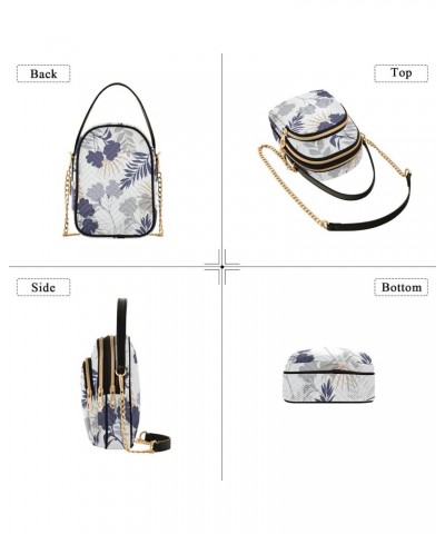 Blue Floral Flower Crossbody Bag for Women Cell Phone Purse Wallet with Removable Chain Shoulder Handbag for Travel Work Pass...