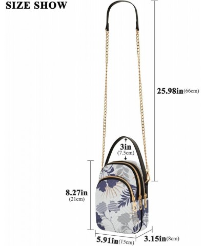 Blue Floral Flower Crossbody Bag for Women Cell Phone Purse Wallet with Removable Chain Shoulder Handbag for Travel Work Pass...