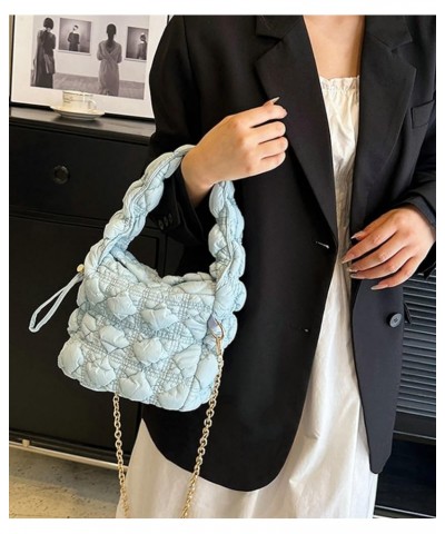 Women Trendy Puffer Shoulder Bag Cloud Bag Quilted Tote Bag Hobo Crossbody Bag Small Handbag Purse Cute B Light Blue $32.02 T...