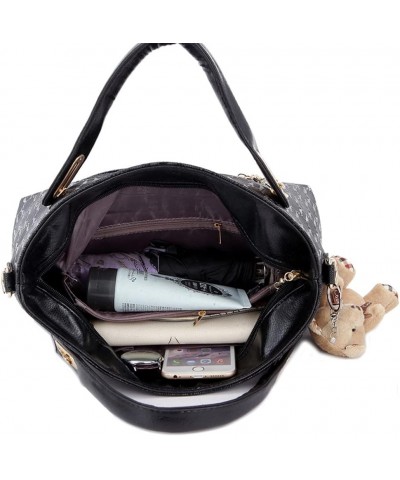 4pcs Set Handbags for Women Shoulder Bag Purse Card Holder Shopper Tote Satchels Black $16.51 Totes