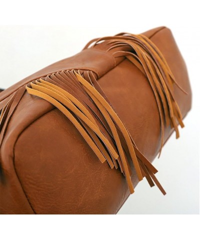 PU Leather Fringe Hobo Bag Large Studded Handbag Crossbody Bag for Women D-brown $13.81 Hobo Bags