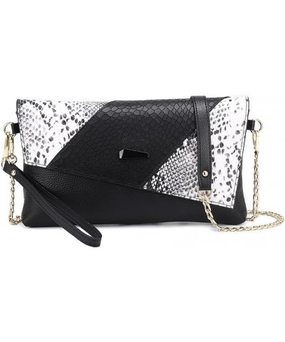 Stylish leather dinner bag for women (Black Lizard) White Snake Pattern $47.50 Totes