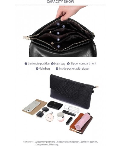 Stylish leather dinner bag for women (Black Lizard) White Snake Pattern $47.50 Totes