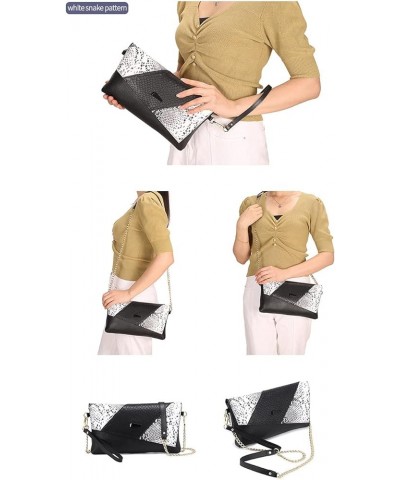 Stylish leather dinner bag for women (Black Lizard) White Snake Pattern $47.50 Totes