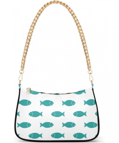 Ocean Shoulder Bag Green Blue Fish Women Clutch Handbag Shoulder Purch Date Chain Bag Tote Bag Spring Holiday Birthday Gift f...