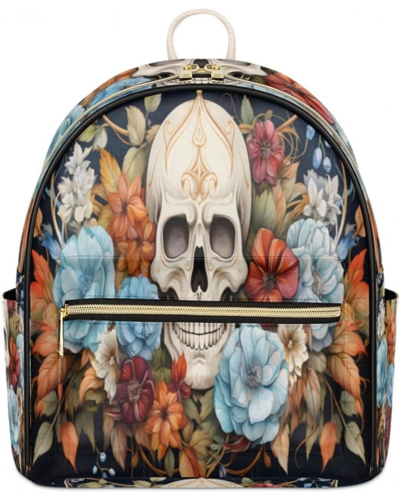 Skull Day of the Dead Backpack Purse for Women PU Leather Lightweight Ladies Shoulder Fashion Satchel Bags Travel Casual Dayp...