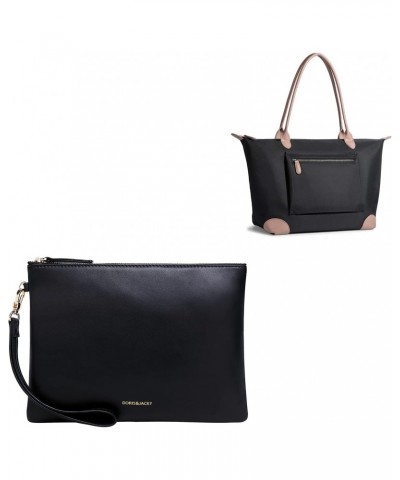 Soft lambskin wristlet Clutch Bag+Large Travel Work Tote Bag With Leather Top Handle $38.79 Wristlets