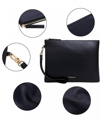 Soft lambskin wristlet Clutch Bag+Large Travel Work Tote Bag With Leather Top Handle $38.79 Wristlets