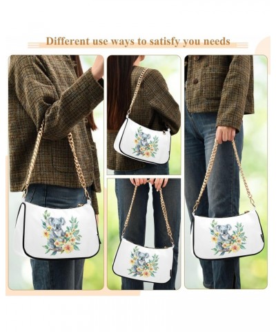 Retro Koala Clutch Shoulder Bag for Women, Hobo Tote Handbag with Gold Chain, Crossbody Bag with Zipper Closure $12.90 Totes