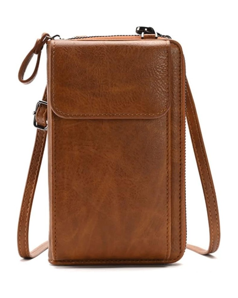 Small Crossbody Bag for women，Cell Phone Purse Wallet with Credit Card Slots for Girls Brown $11.99 Crossbody Bags