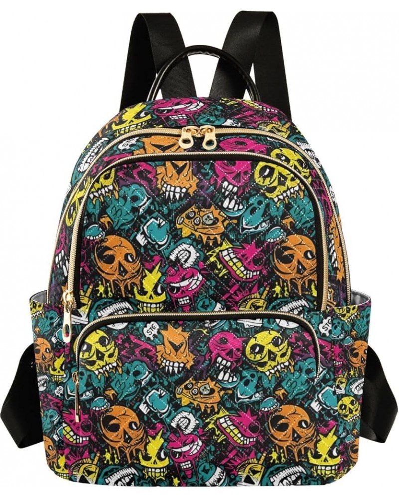 Small Backpack Purse for Women, Cartoon Monsters1 Travel Bag Casual Daypack Shoulder Bag Medium $20.15 Backpacks