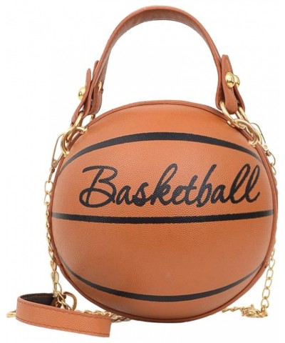 Basketball Purse For Women Novelty Crossbody Purses Small Cute Tote Bag PU Leather Round Handbags Brown $9.80 Shoulder Bags