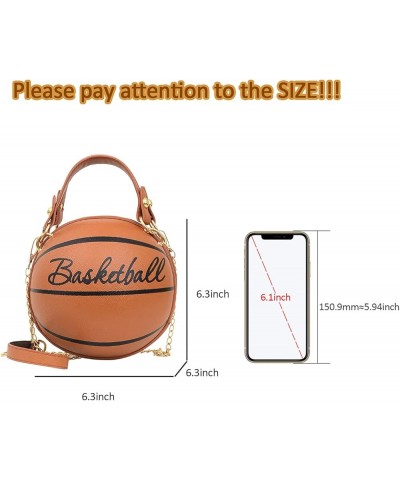 Basketball Purse For Women Novelty Crossbody Purses Small Cute Tote Bag PU Leather Round Handbags Brown $9.80 Shoulder Bags