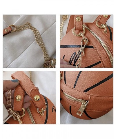 Basketball Purse For Women Novelty Crossbody Purses Small Cute Tote Bag PU Leather Round Handbags Brown $9.80 Shoulder Bags