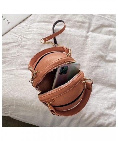 Basketball Purse For Women Novelty Crossbody Purses Small Cute Tote Bag PU Leather Round Handbags Brown $9.80 Shoulder Bags