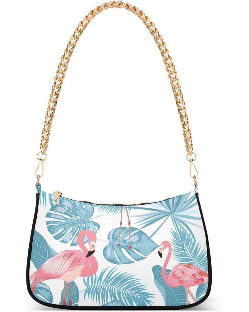 Flamingo Shoulder Bag for Women Crescent Bag Shoulder Handbag with Zipper Closure for Travel Gift Chain Bag $16.49 Hobo Bags