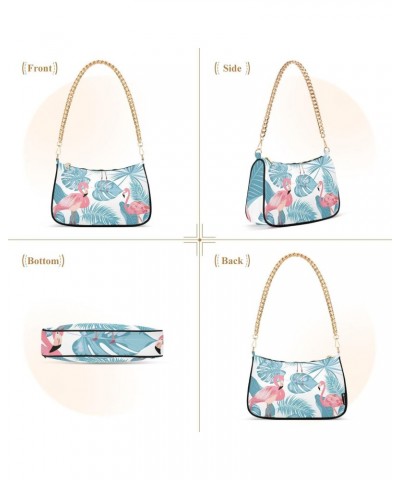 Flamingo Shoulder Bag for Women Crescent Bag Shoulder Handbag with Zipper Closure for Travel Gift Chain Bag $16.49 Hobo Bags