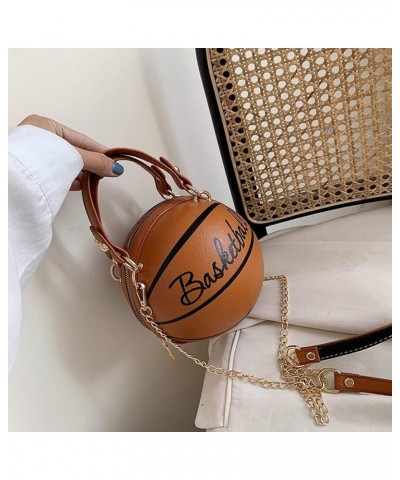 Basketball Purse For Women Novelty Crossbody Purses Small Cute Tote Bag PU Leather Round Handbags Brown $9.80 Shoulder Bags