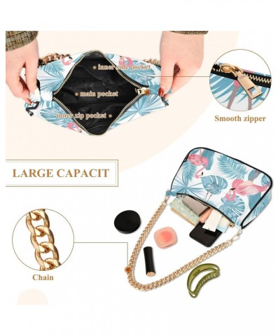 Flamingo Shoulder Bag for Women Crescent Bag Shoulder Handbag with Zipper Closure for Travel Gift Chain Bag $16.49 Hobo Bags