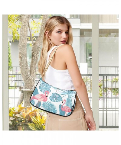 Flamingo Shoulder Bag for Women Crescent Bag Shoulder Handbag with Zipper Closure for Travel Gift Chain Bag $16.49 Hobo Bags